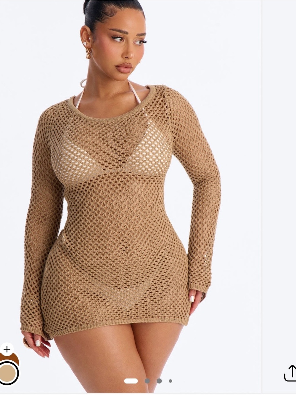 Fashion Nova Tan Crochet Swim Coverup